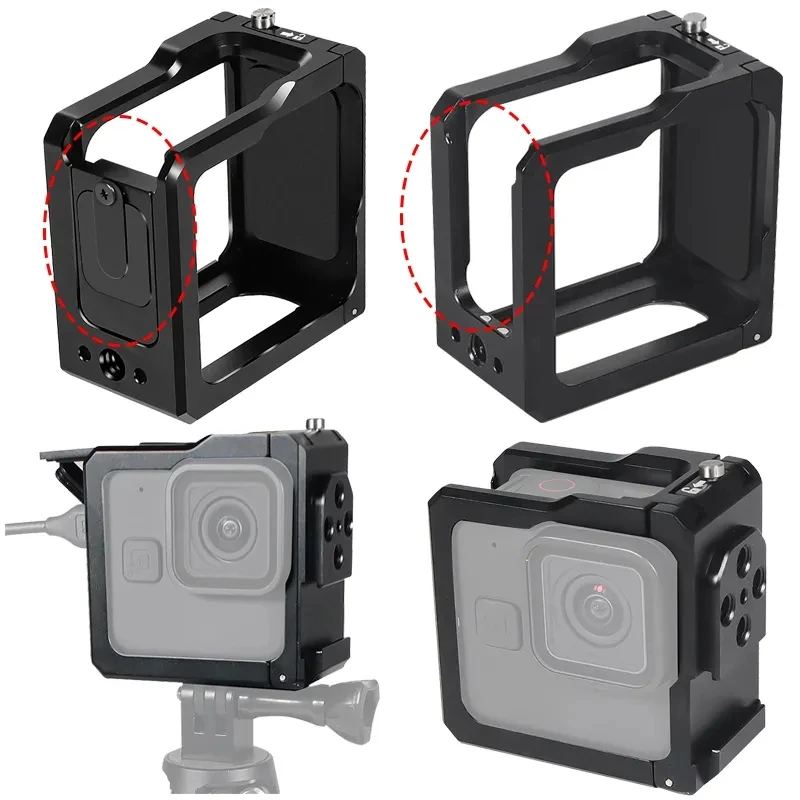 FEICHAO Camera Cage for GoPro Hero 11 Black Mini Action Sports Camera Protective Frame with Battery Cover 1/4 Cold Shoe Mount