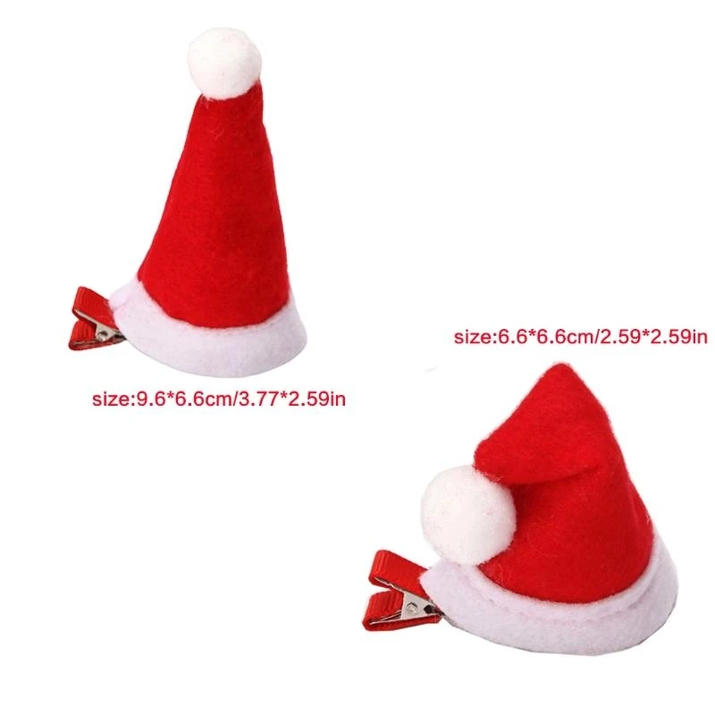 5asd Christmas Hat Barrette Santa Hat Hair Clip Bangs Duckbill Clip Hairstyle Tool