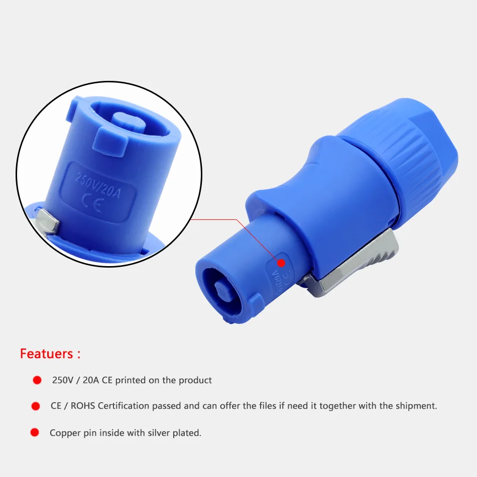 10pcs/5 Sets 3Pin AC Power Plug Chassis Panel Mount 250V 20A Type A NAC3FCA+NAC3MPA-1 Out/In Light PowerConnector