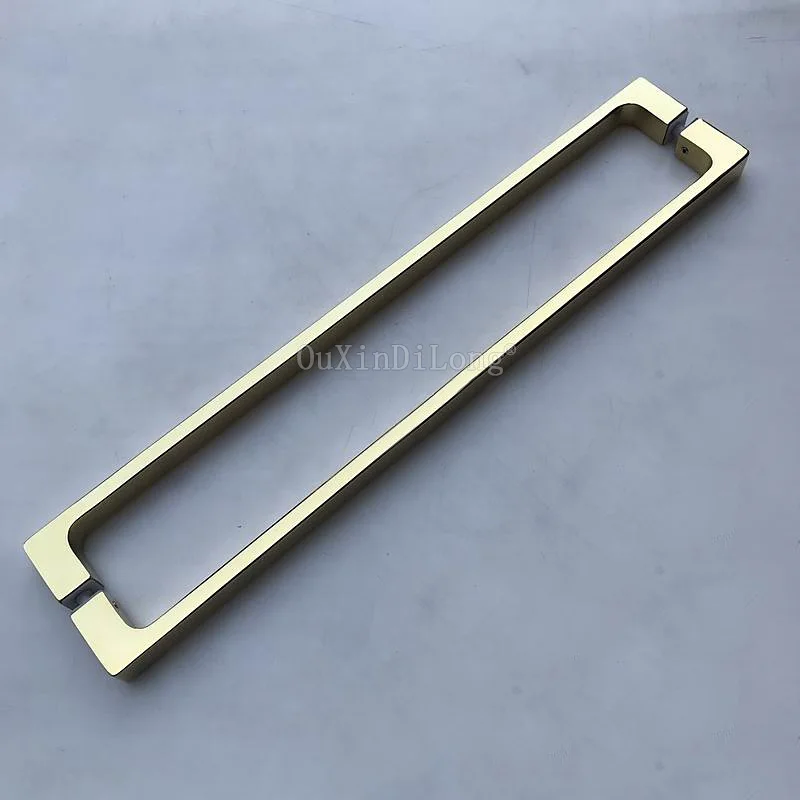 Brand New 304 Stainless Steel  Titanium Gold Shower Door Handles Shop Mall Office Building Glass Push Pulls Handles for 6~12mm