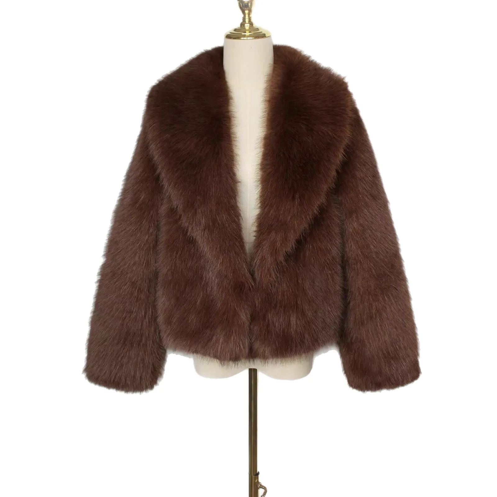 Or casaco de pele quente Plu Jaet Faionable Fem Outerwear Inverno Thiened Calor Casaco de pele sintética eepskin