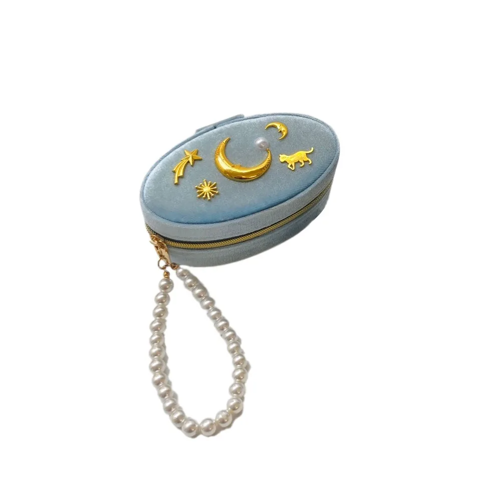 

Шкатулка для украшений Moon Star: миниатюрная бархатная коробочка для колец, футляр для хранения ювелирных изделий, дорожный кейс для жемчужных браслетов и брелоков