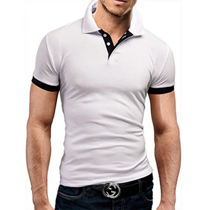 

New Polo Shirt Men Summer Stritching Men's Shorts Sleeve Polo Business Casual Contrast Color Men Polos Shirt Tee Brand Clothes