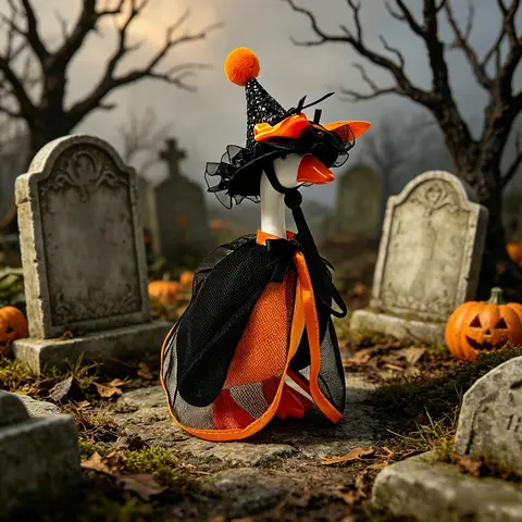 7 Inches Desk Goose Halloween Outfits, Cute Mini Goose Witch Hat and Cloak Set, Goose Statue Holiday Clothes