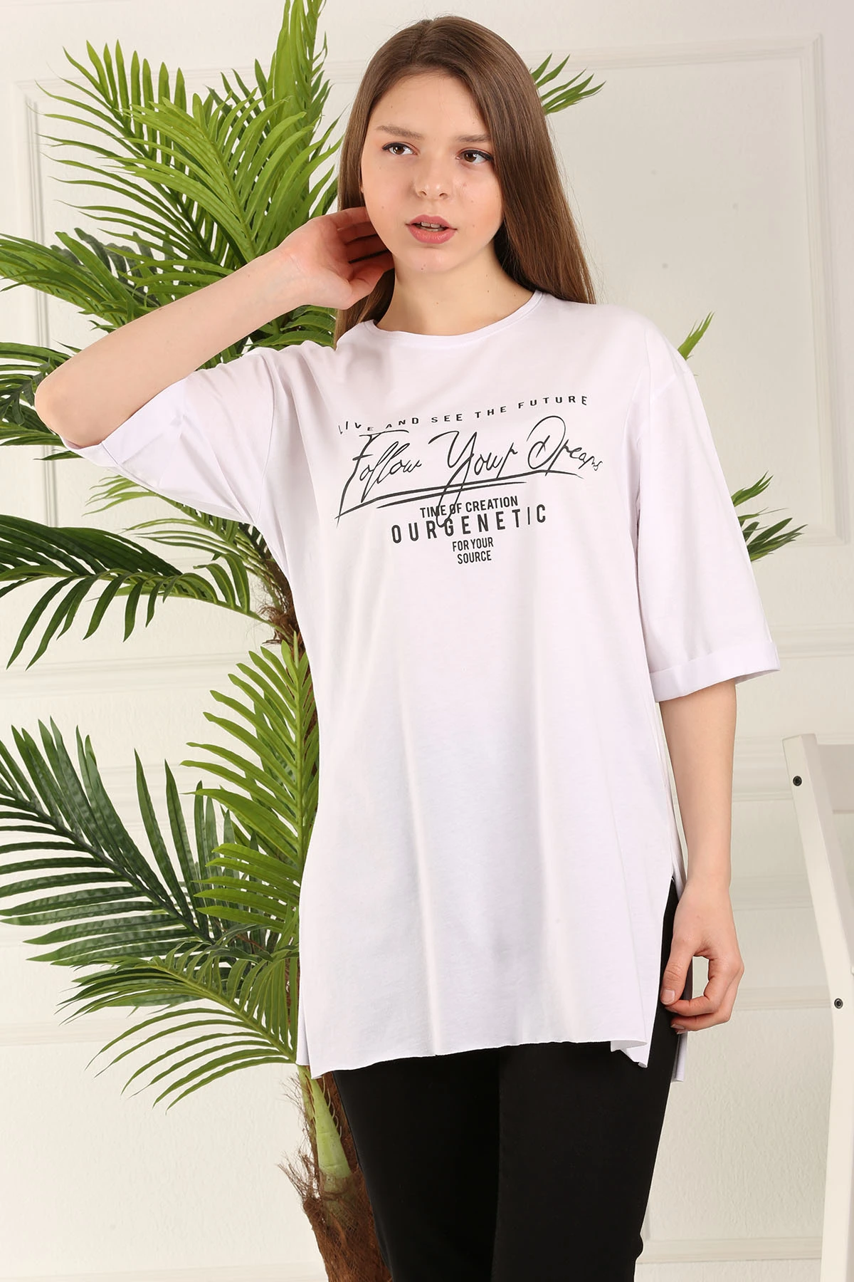 Lettering printed Sweat NY-White