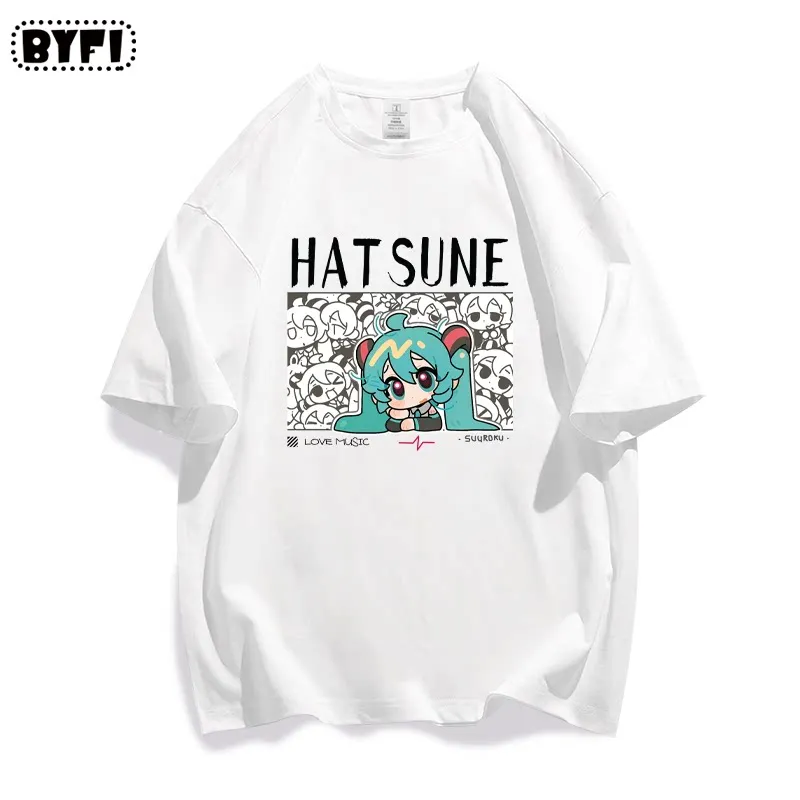 First Tone Co Branded Future MIKU Co Branded Cartoon Printed T-shirt New Men's and Women's Pure Cotton Cos Anime Pain Clothes