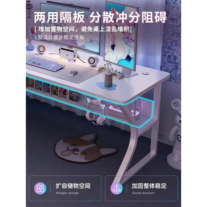 مكتب كمبيوتر أبيض لسطح المكتب وغرفة النوم وطاولة منزلية وطاولة رياضية إلكترونية ومجموعة كرسي يمكن وضع المكتب المضيف