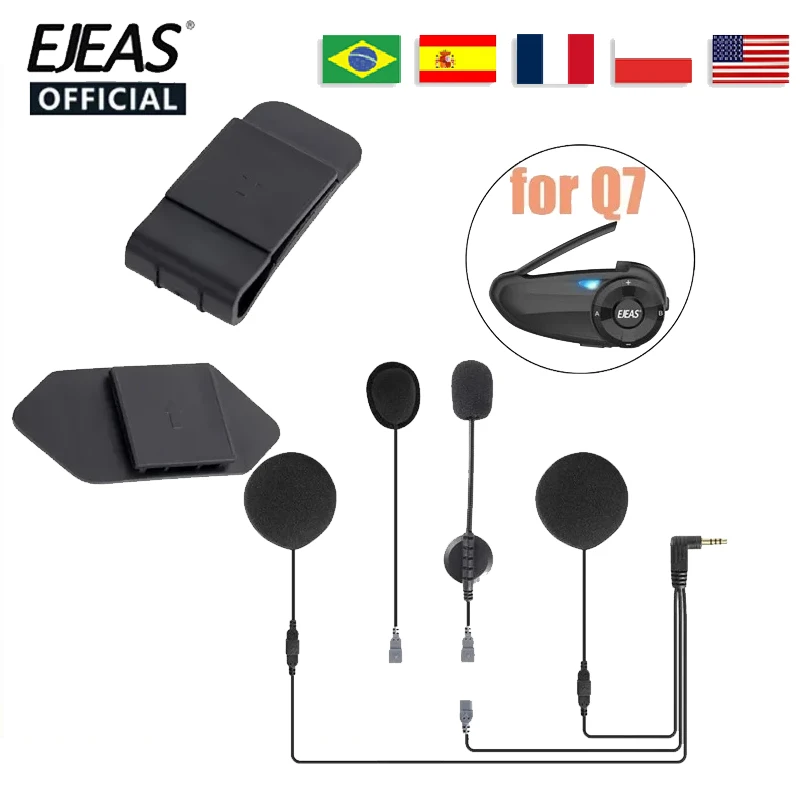 EJEAS Q7 New ​Mounting Clip Double-Sided Tape Base 2in1 Earphone Headset for Quick7 Motorcycle Helmet Headset