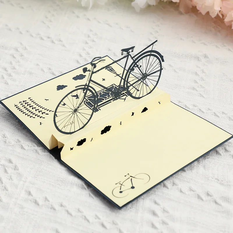 Father's Day Three-dimensional Greeting Card Blessing 3D Three-dimensional Greeting Card Hollow Retro Bicycle Blessing Card
