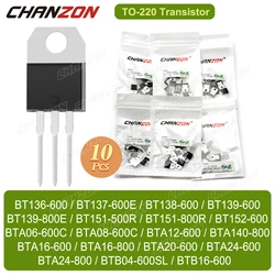 10Pcs TO220 Bta16 Bt136 Bta16-600B Bt139 Bt137 Bt151 Bta12 Bt138 Bta24 Btb16 Bt152 Bta20 Bta08 Bta12-600C Triac Scr Transistor