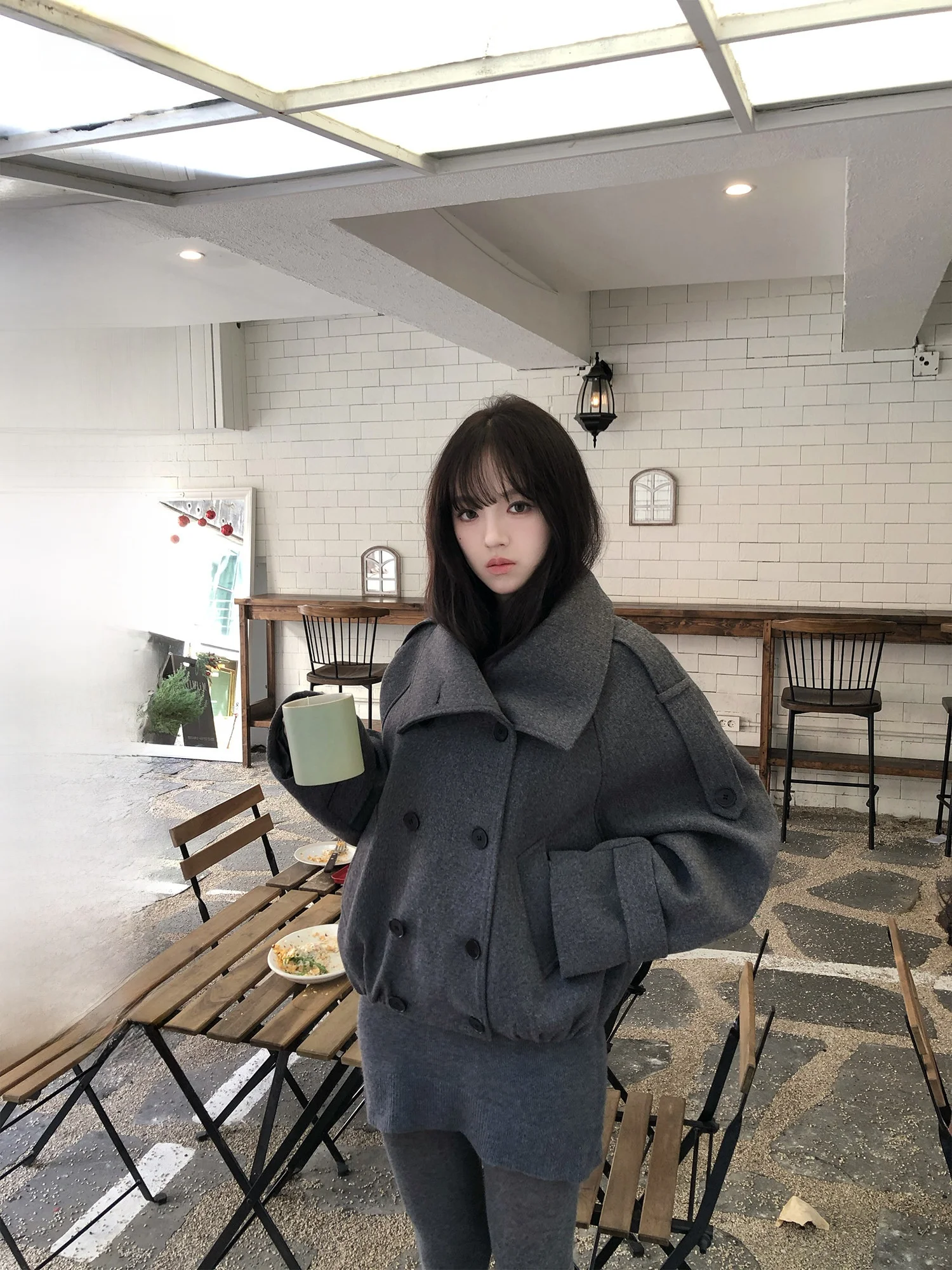 

Женское шерстяное пальто Neurcz ort: зимняя куртка с высоким воротником, универсальный топ с длинными рукавами для женщин