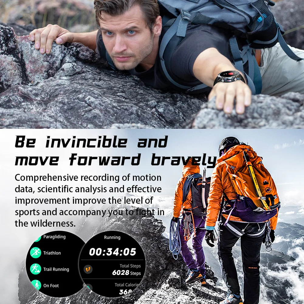 ساعة ذكية للرجال من Time Owner 2024 مزودة بتقنية البلوتوث ومقاومة للماء للرياضات الخارجية تتميز بشاشة كبيرة عالية الدقة مقاس 1.39 بوصة