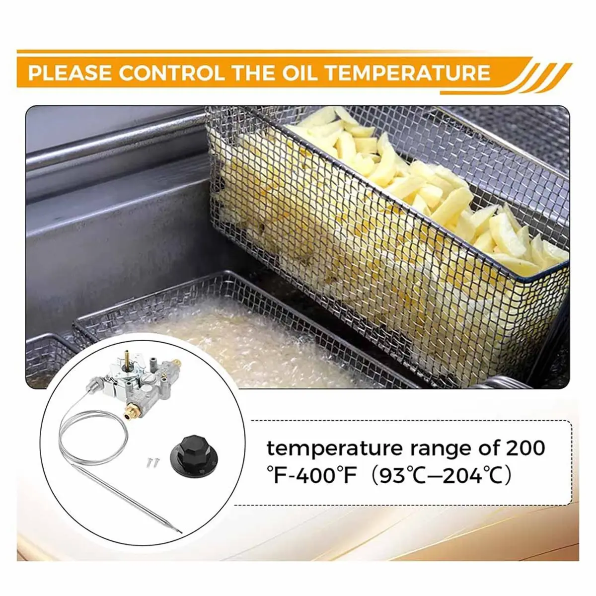 

Термостат для газовой фритюрницы (ABUB) для Pitco P5047588 GSA60301800 4290-006, диапазон 200-400°F, 1/4" MPT, с креплением на шланг