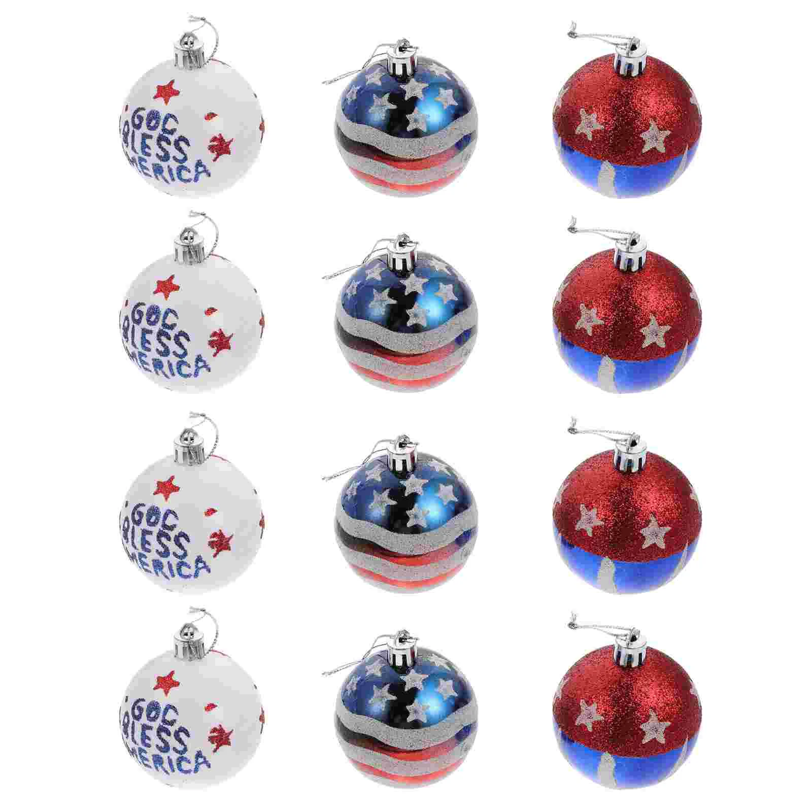 

12 Pcs Christmas Balls Independence Day Hanging Ornaments National Party Supplies Patriotic Decoration Festival