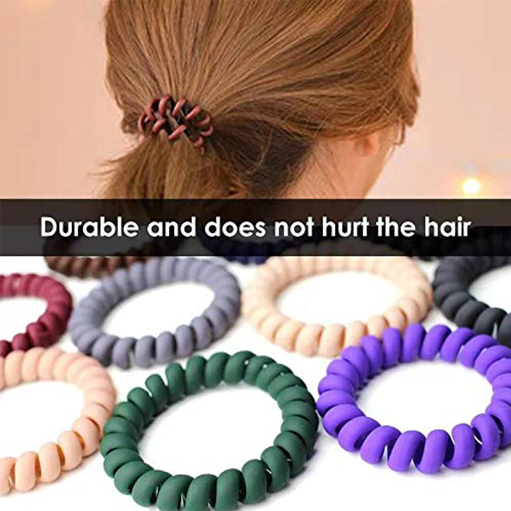 Colorful Spiral Hair Ties Matte Elastic Traceless Hair Ties Phone Cord Hair Rope Hair Accessories For Women