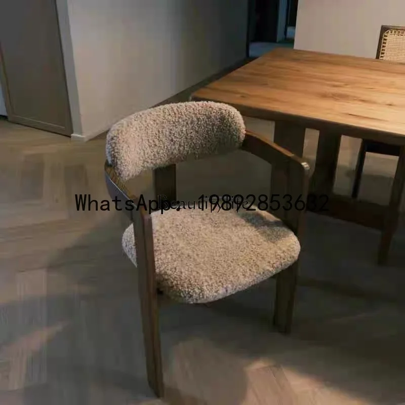 FF Chinese simple solid wood dining chair armrest back single stool