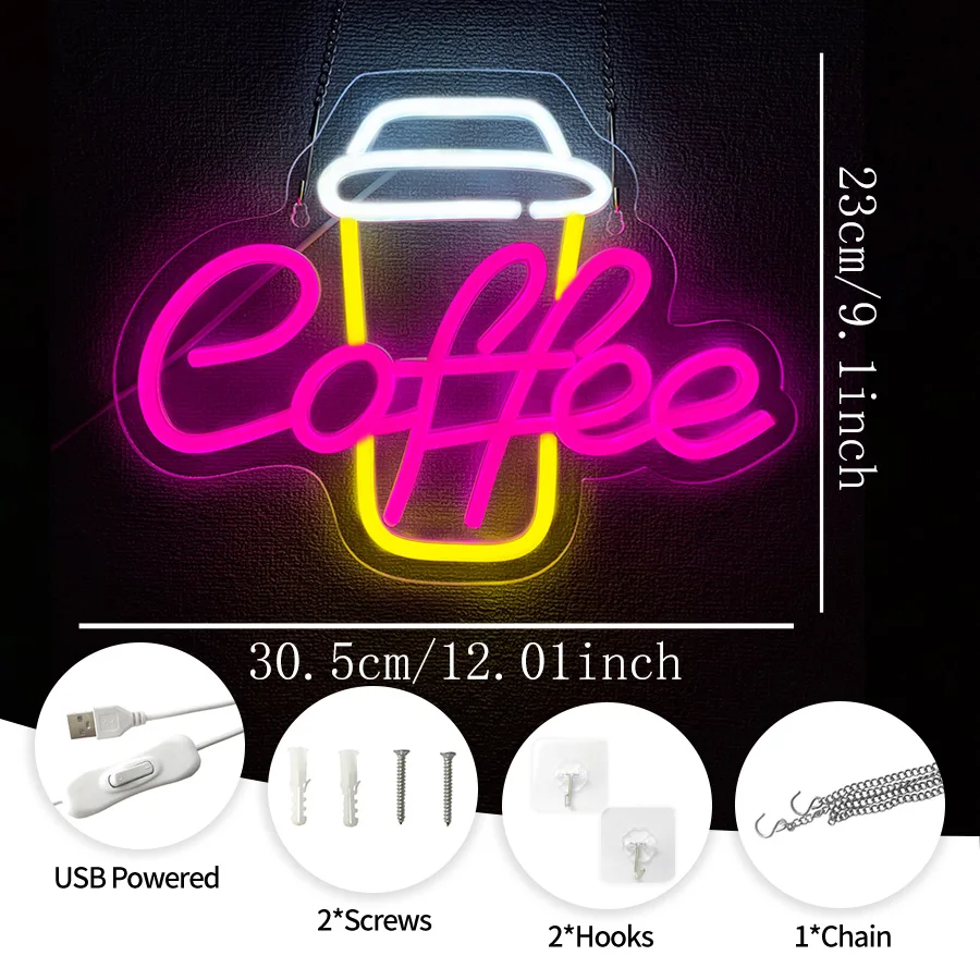 Coffee Led Neon Sign, Coffee Stations, Family Gatherings, Kitchens, Breakfast Bars, Restaurant Decor, Gifts For Coffee Lovers.