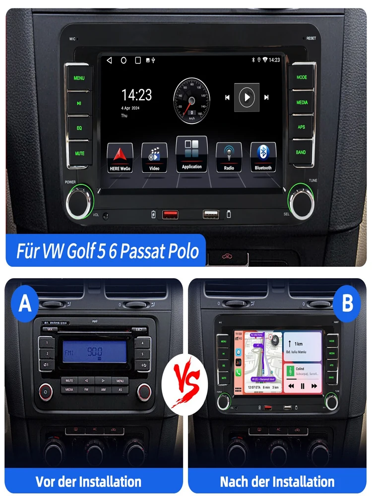 ESSGOO 7 inch Wince autoradio draadloze Carplay Android Auto voor VW Golf 5 6 Polo T5 Touran Passat Seat Skoda BT USB AM Mirror Link - afbeelding 2