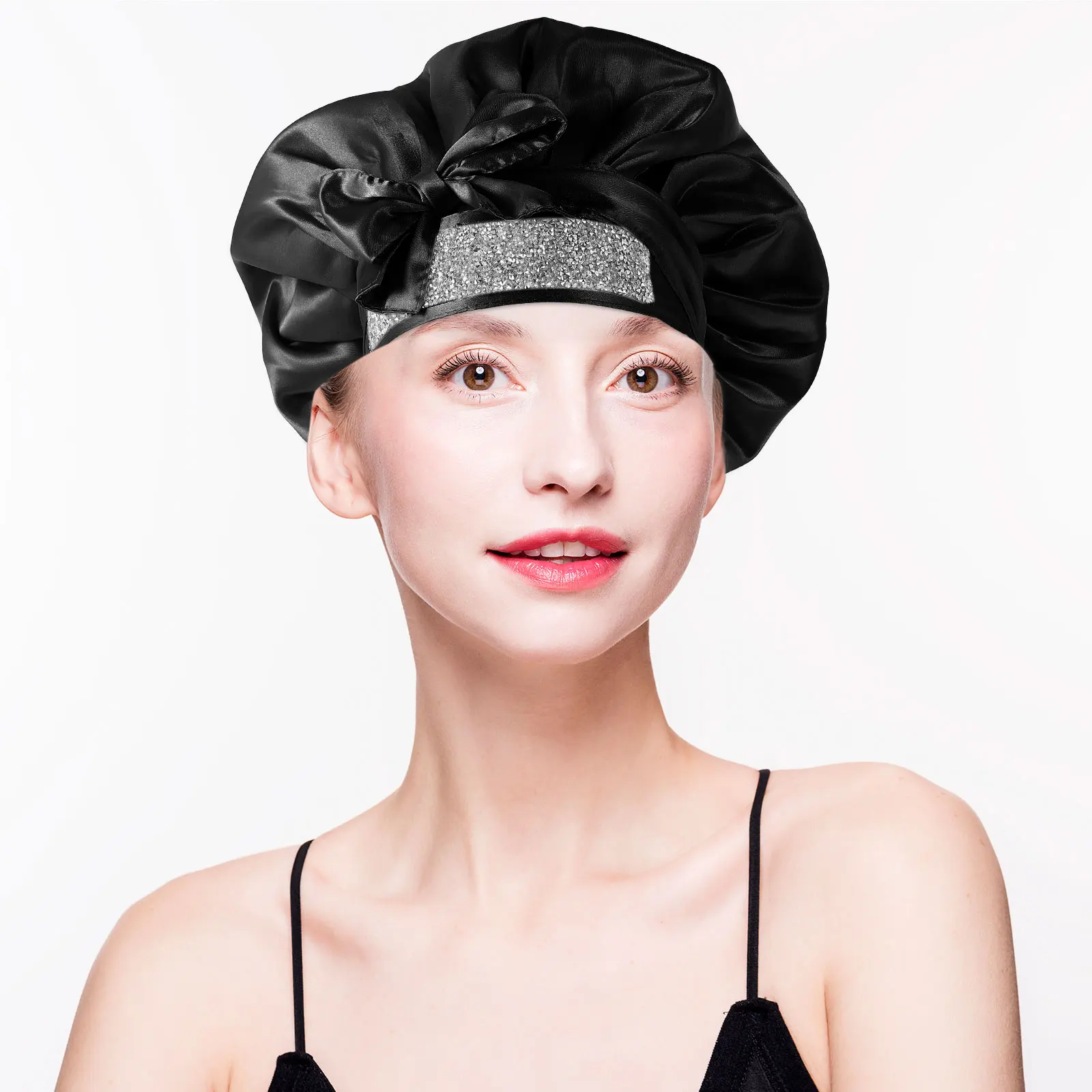 

Sequin Double Shower Cap Double-layer Reusable Bath for Women Hat Hair Bonnet to Sleep Caps Sleeping
