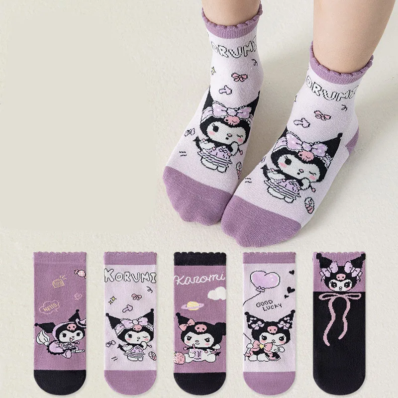 5 قطع من جوارب كورومي النسخة الكورية الجديدة نمط الرسوم المتحركة قصيرة نسائية بسيطة ومريحة #1