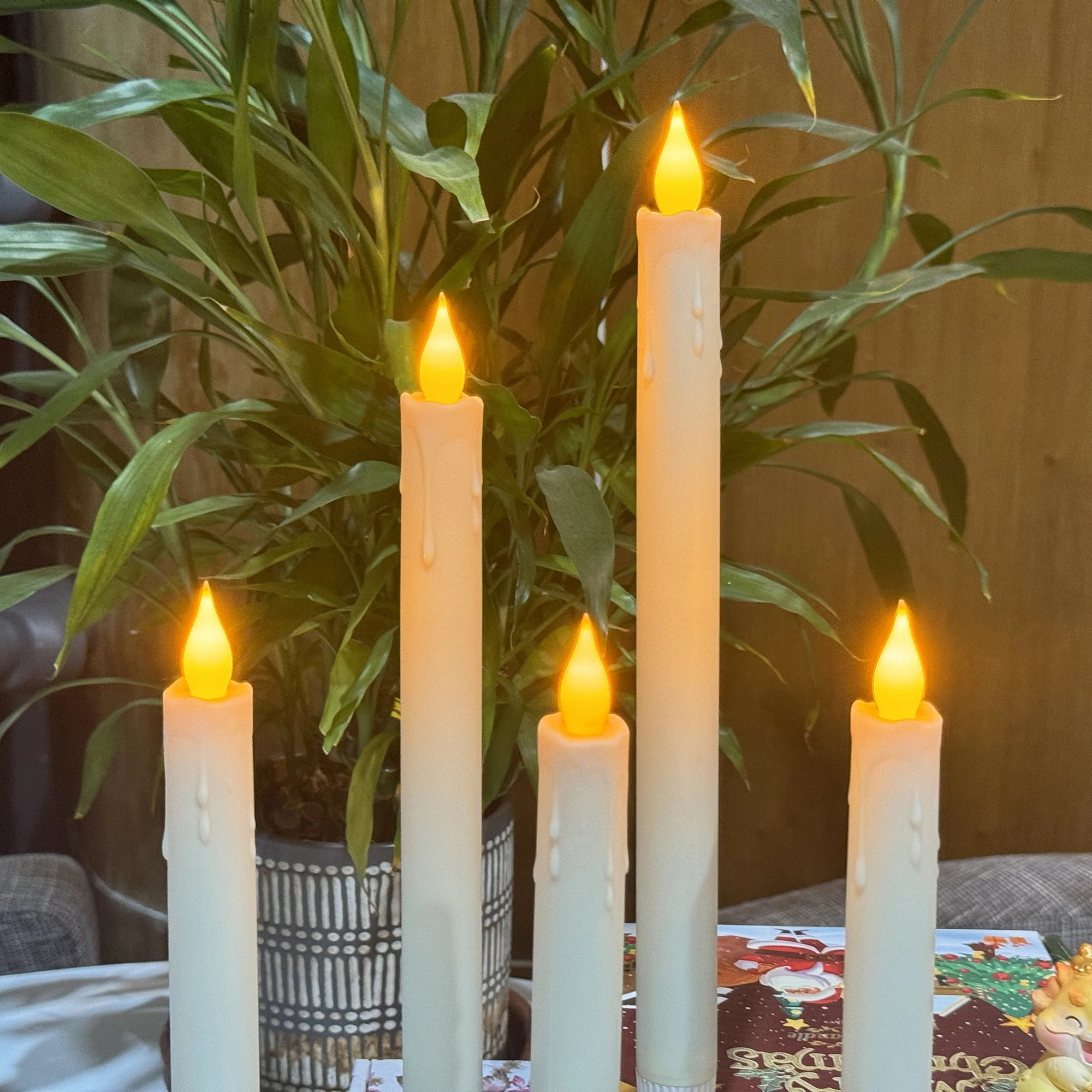 6 قطعة شمعة إلكترونية قضيب بلاستيكي الشمع LED شمعة ضوء بطارية التحكم عن بعد عيد ميلاد مأدبة الزفاف الديكور