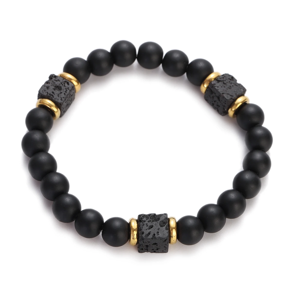 الكلاسيكية الحجر الأسود أساور الرجال المجوهرات Pulseira ساحة الحمم البركانية سوار Pulsera الأزواج سوار أصدقاء المجوهرات