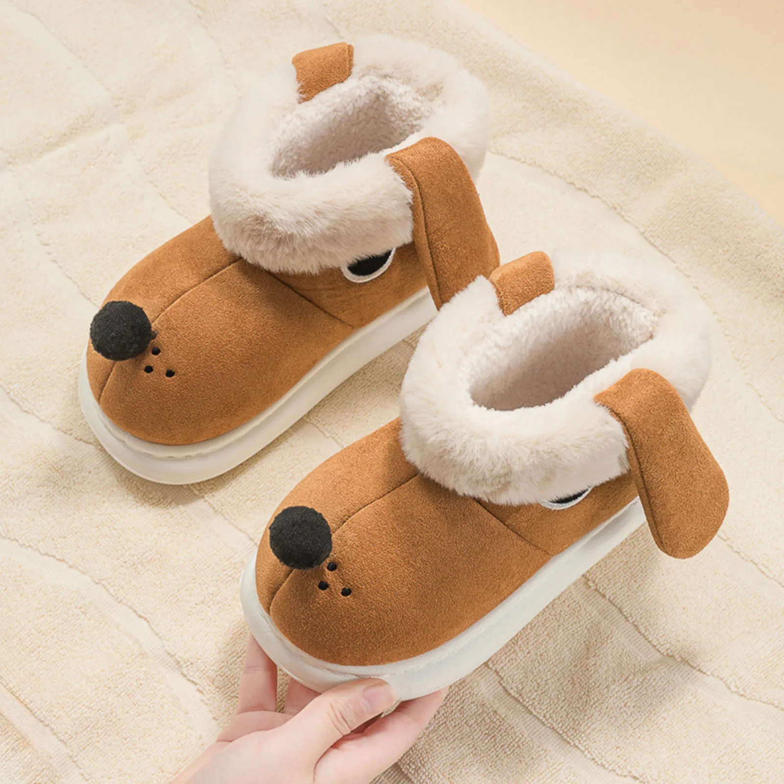 Flats Kids Girls Dog Boots Fur Warm Suede Winter Shoes Casual Woman Snow Boots 2025 Walking Short Plush Brand Cozy Baby Shoes