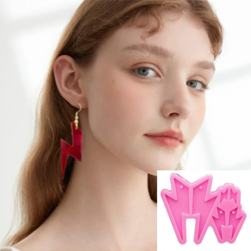 DIY Cetakan Silikon Anting Petir Liontin Cetakan Silikon Dekoratif Epoksi Mol