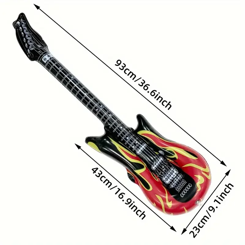 6-piece set of giant inflatable flame guitar balloons novelty musical instrument props for events and parties.