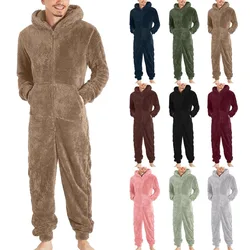 Hot Selling Men's Zipper Warm Plush Thermal One-piece Pajamas for Couples Pajama Man Sleepwear Sleeping Sexy Lingerie Jump Suit