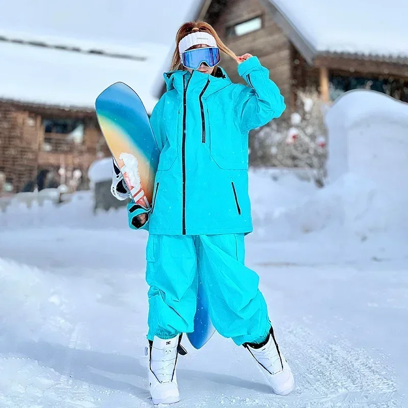 

2024 Sport Jacket Pants 2 PCS Snowboard Suit Winter Women Ski Sets Outdoor Female Snow Clothes Mountain Windproof Woman Outfits