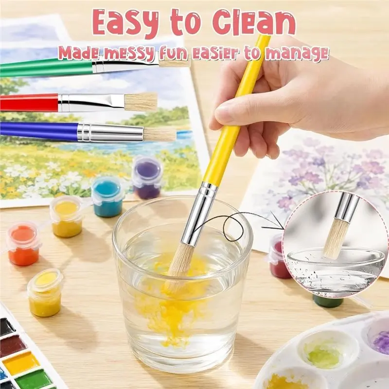 Reliable-Large Round And Flat Paint Brushes(24-Pack) For Kids For Acrylic Oil Watercolor Washable Paint,Large Round And Flat Pai