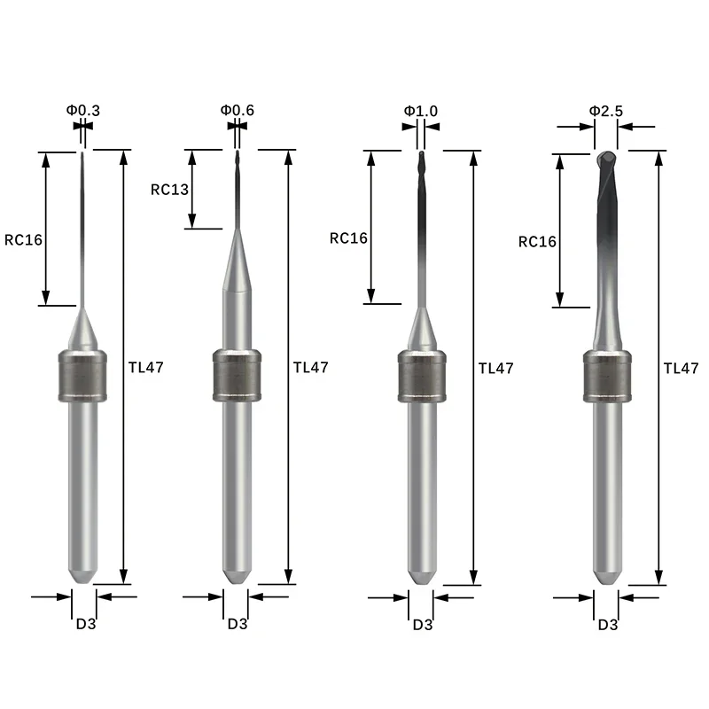 CAD/CAM Bur Amann Girrbach أزيز طحن الأسنان D3 لآلة طحن مختبر الأسنان الحفر الماس زركونيا الشمع PMMA الأزيز تيار مستمر/CVD