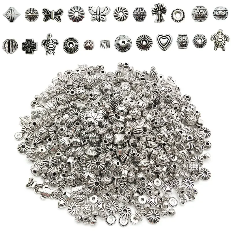 Mixed Tibetan Silver Color Metal Alloy Loose Spacer Beads lot for Earring Necklace Bracelet Jewelry Making Findings DIY Crafts