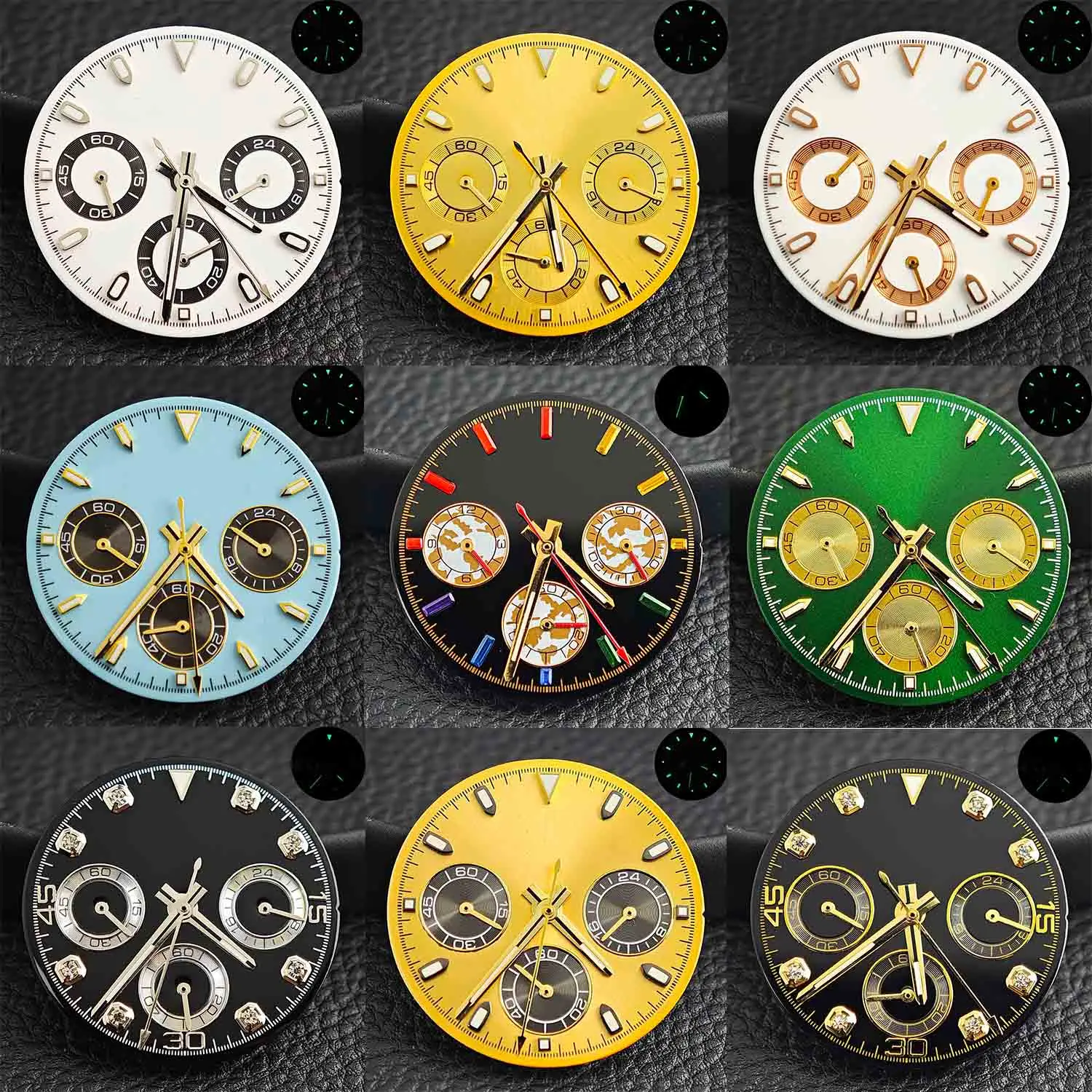 قرص VK63 مقاس 29 مم/قرص أخضر مضيء مناسب لملحقات استبدال ساعة حركة الكوارتز VK63