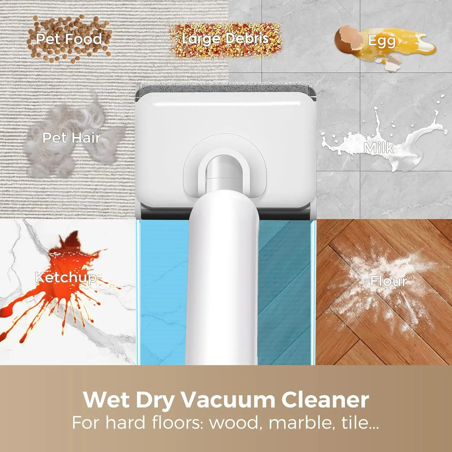 

Wet Dry Vacuum Cleaner, 180°Lie-Flat Vacuum Mop All in One with Auto Self-Cleaning, Smart Floor Cleaner Machine