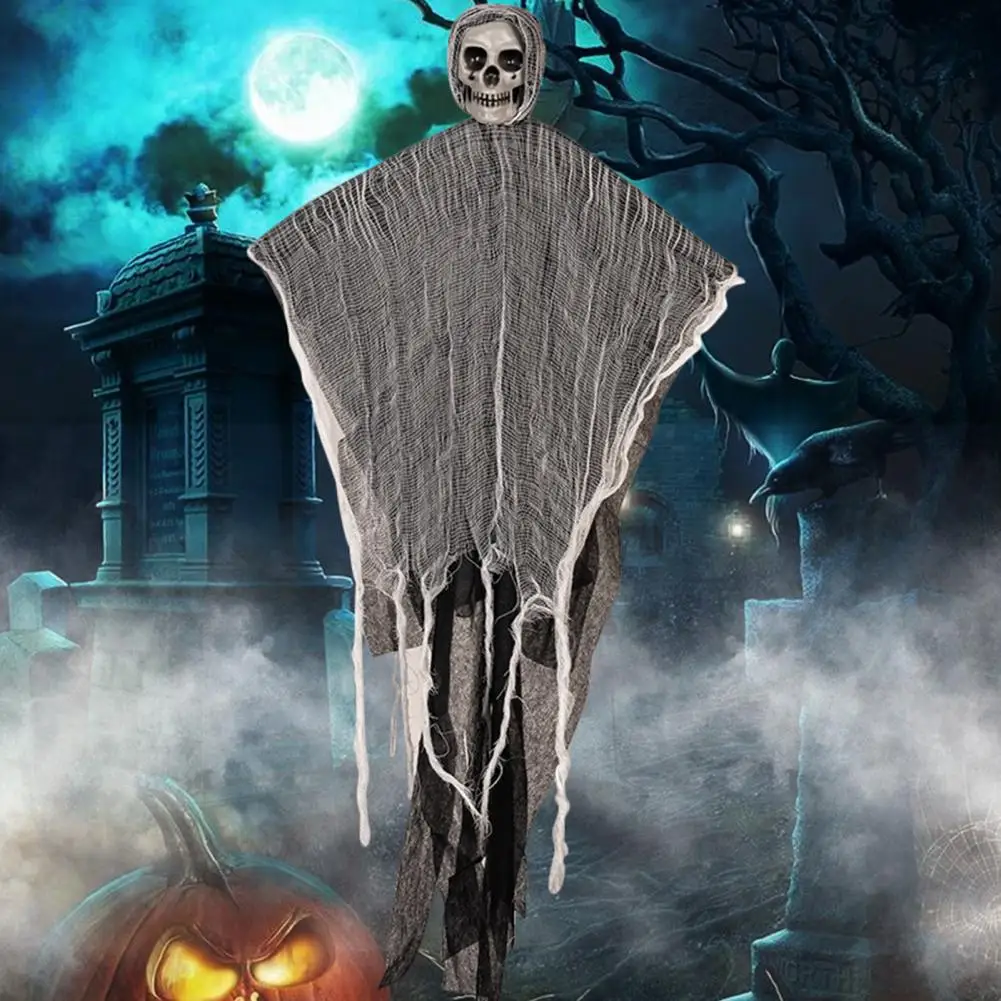 90*52cm Halloween Hanging Ghost Realistic Easy Installation Scary Hanging Skeleton Grim Reaper Haunted House Outdoor Decoration