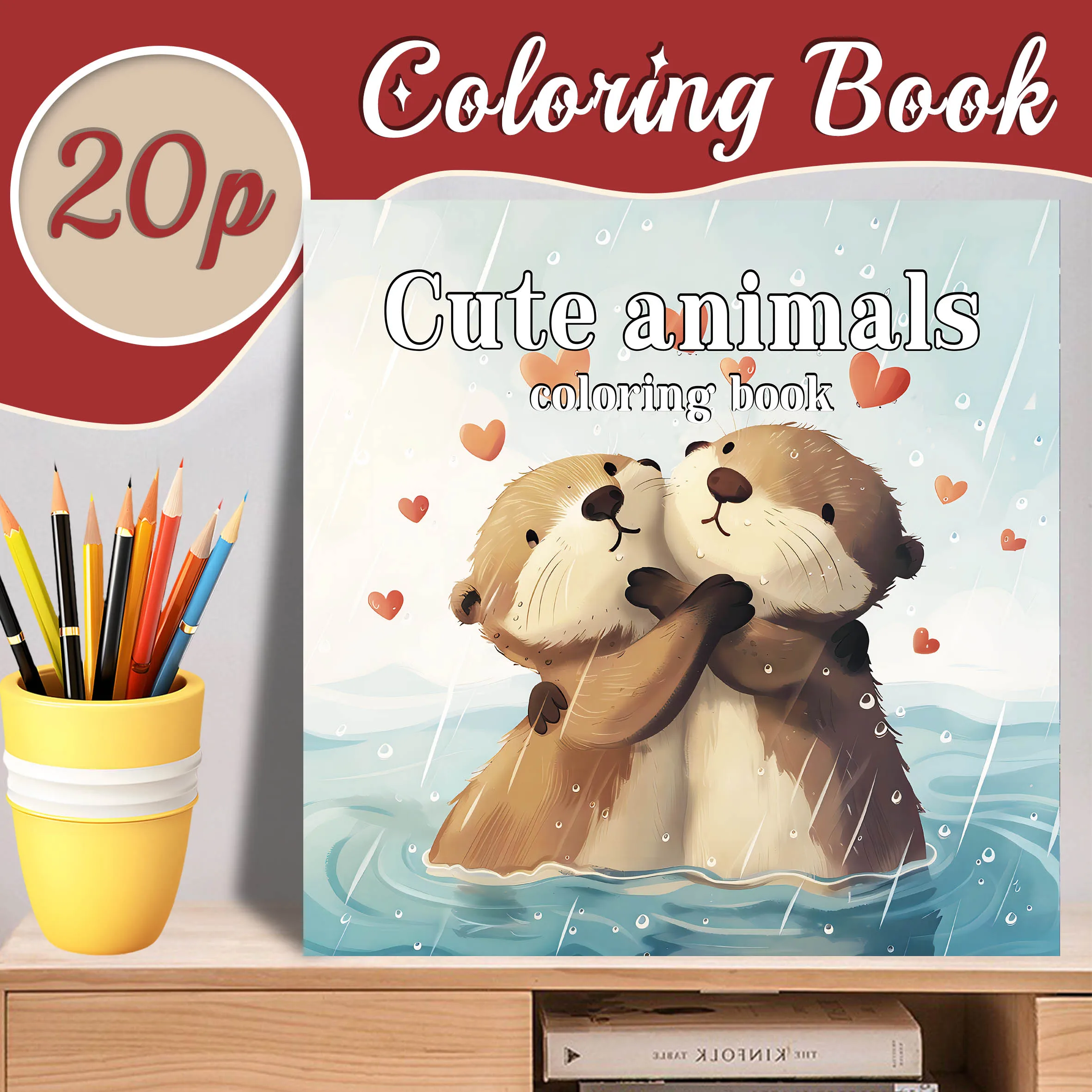 Cute Animal Adult Picture Book – 20 Pages of Adorable Animal Line Art for Relaxation and Color Practice