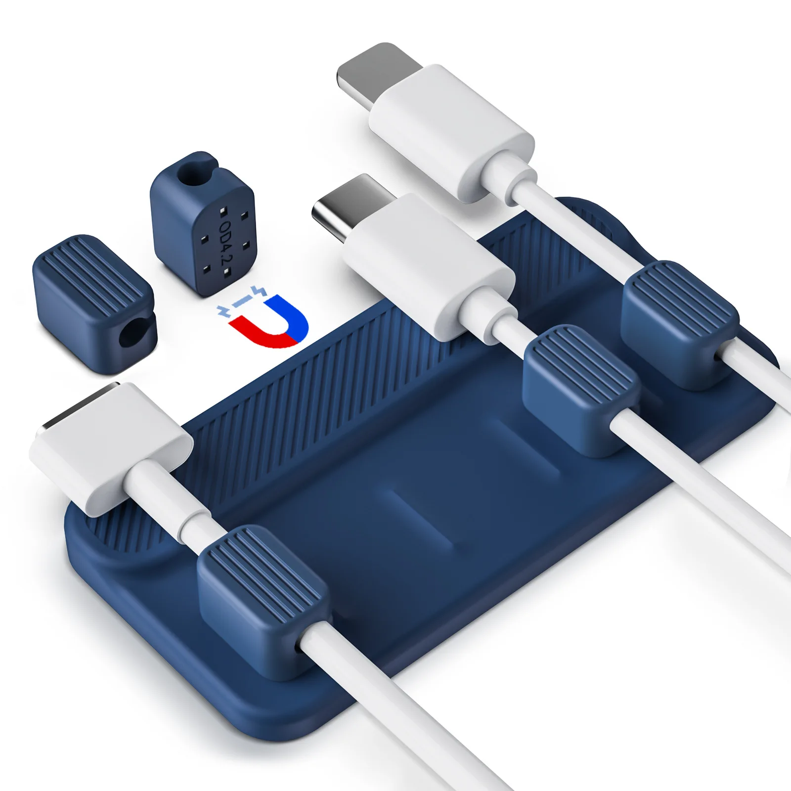 Magnet Cable Winder Adhesive Silicone USB Cable Fixer Organizer Solid Color Cable Holder Line Charger Clip for Desk OfficeSupply