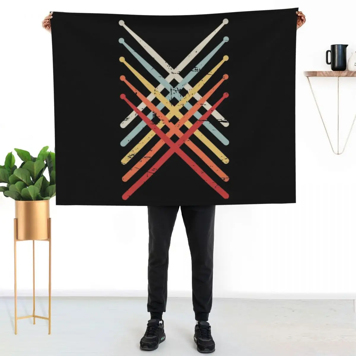 Retro Vintage Drumsticks Design For Drummers Throw Blanket Quilt Plaid Decorative Throw christmas gifts For Baby Blankets