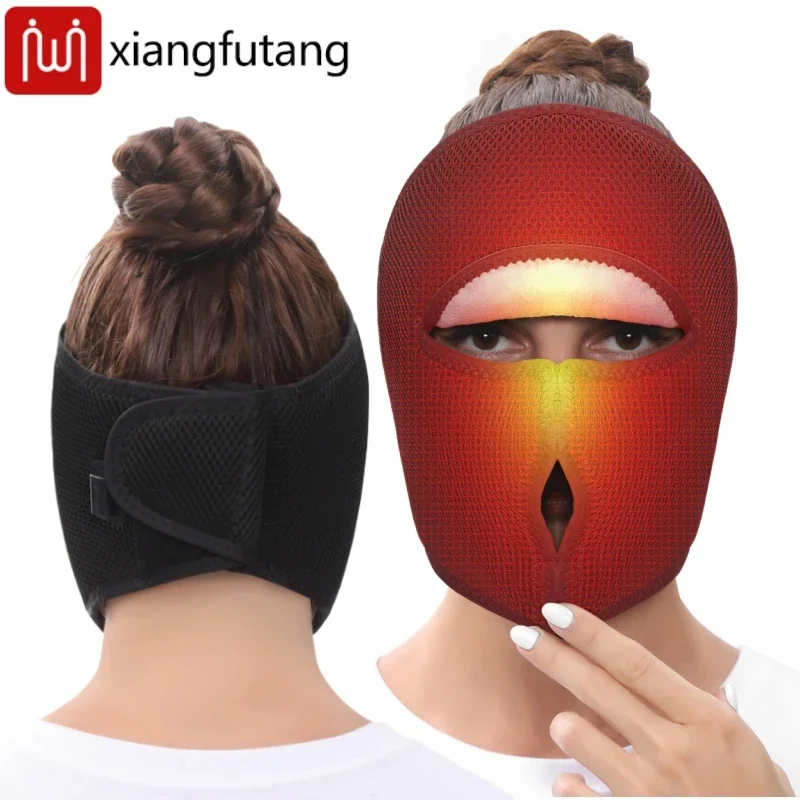 Electric Heated Face Mask 3 Temperature Settings Timer Heating Face Brace Muscle Relaxation Hot Compress Helpful for Sleep