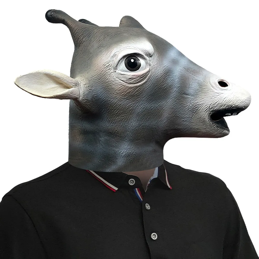 Realistische Giraffen-Latexmaske für den ganzen Kopf, Cosplay- und Halloween-Party-Kostümzubehör – Detail 2