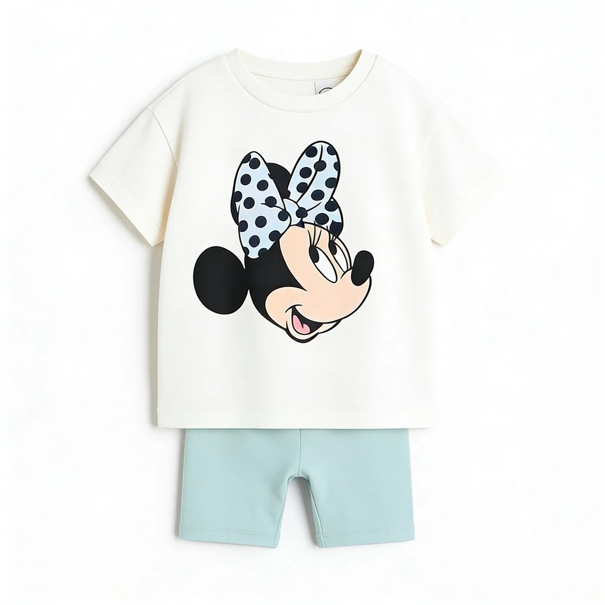 

Girls Clothing Minnie T-shirt Solid Color Shorts 2pcs Cartoon Tees Leggings Casual Fashion Wear Short-sleeved Tracksuits For Kid