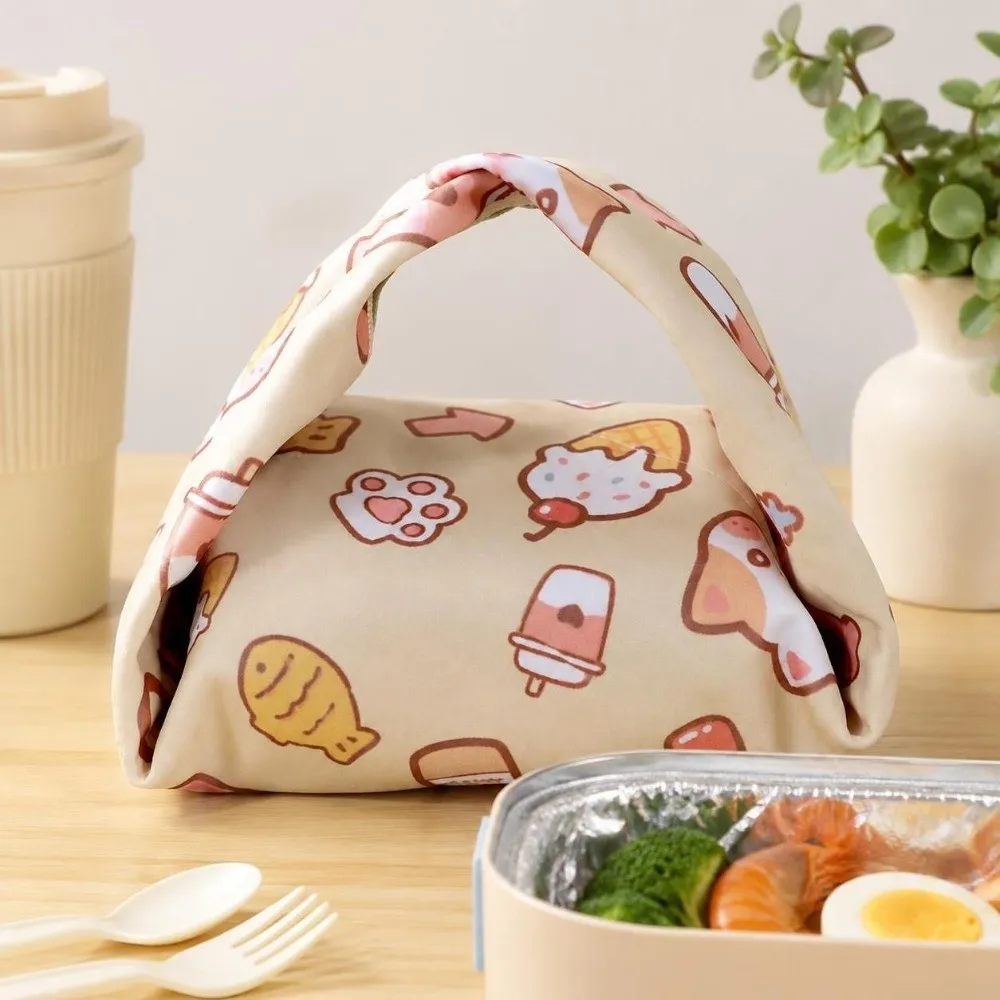 Cat Pattern Lunch Box Wrapping Cloth Anti-Scratch Reusable Self-Adhesive Cloth Foldable Practical Hundred-Patch Cloth