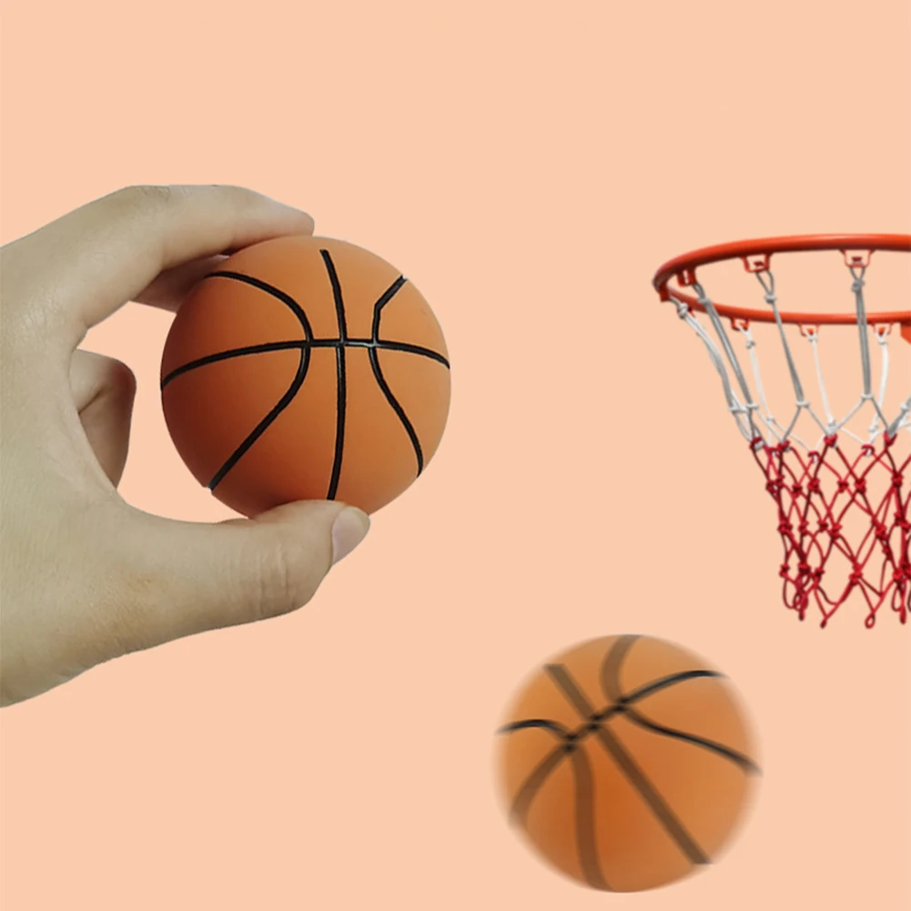 6cm High Elastic Mini Basketball Rubber Mini Sports Basketball Toy Soft High Bouncy Decompression Ball Parent-Child Game