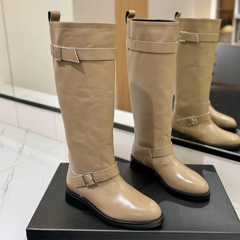 

Top quality 2025 leather upper, sheepskin lining women's knee length boots, elegant woman shoes 25061573