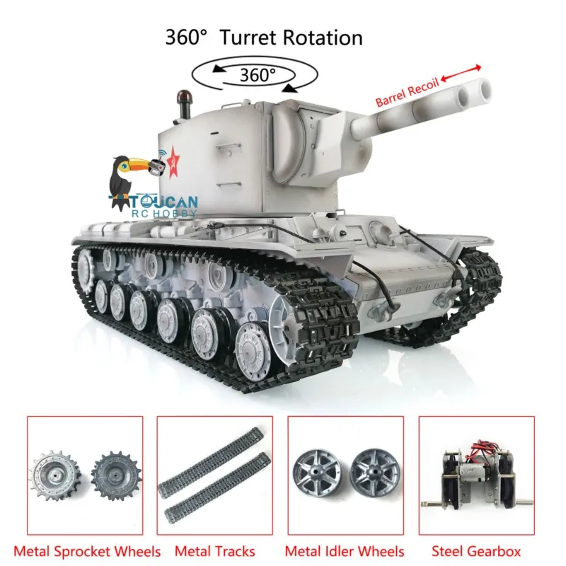 HENG LONG 1/16 7.0 Upgraded Soviet KV-2 RTR RC Tank Gigant 3949 360° Turret Gearbox Tracks Remote Control Toy Panzer Car TH20015