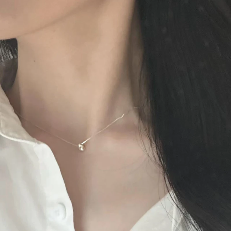 جديد 925 فضة عقد من اللؤلؤ شخصية بسيطة سحر هندسية قلادة المختنق هدية عيد ميلاد المرأة غرامة مجوهرات