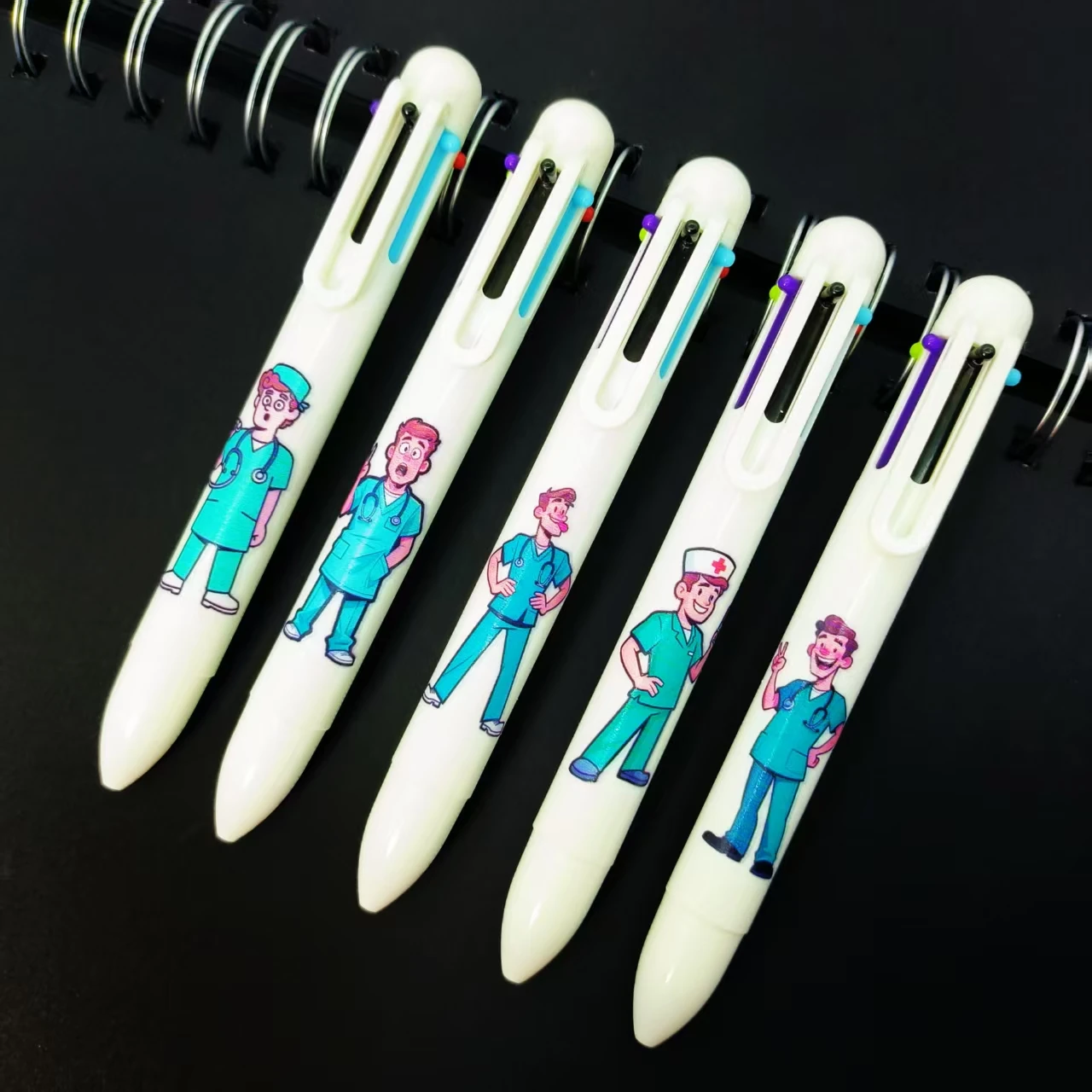 

7 шт./10 шт., разноцветная ручка на медицинскую тематику, мужской доктор, шариковая ручка «шесть в одном», праздничный подарок, шариковая ручка
