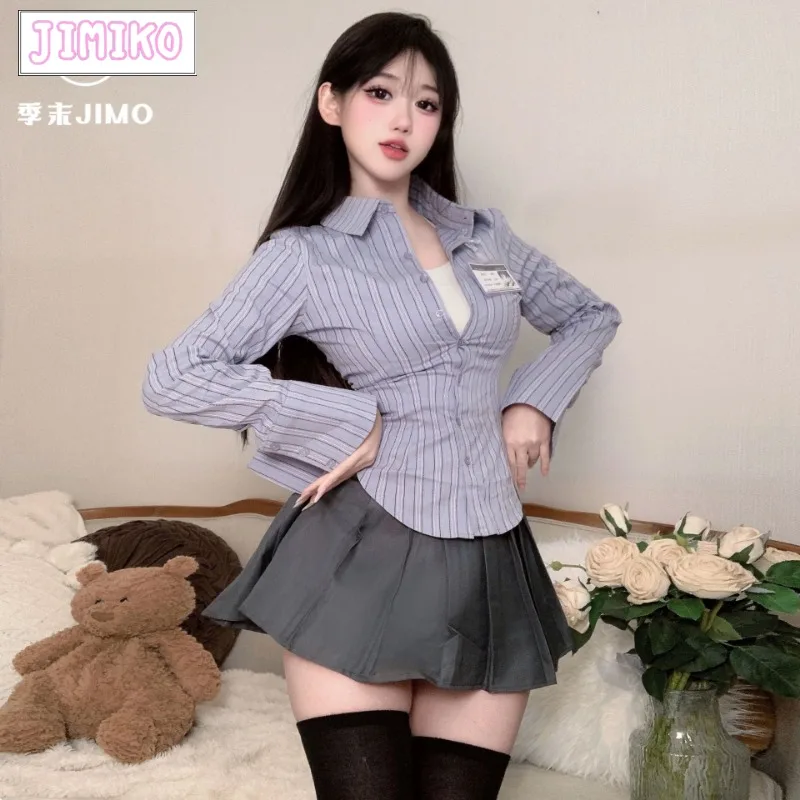 

JK Uniform Suit Hot Outfit Girls Striped Long Sleeve Shirt OL Office Ladies Secretary Suit Couple Sexy Lingerie Cosplay Game